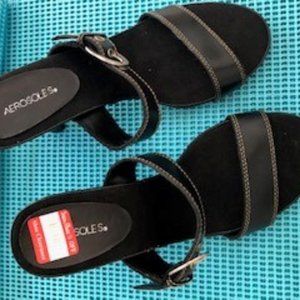 Black Strappy Aerosole Sandals - Brand New